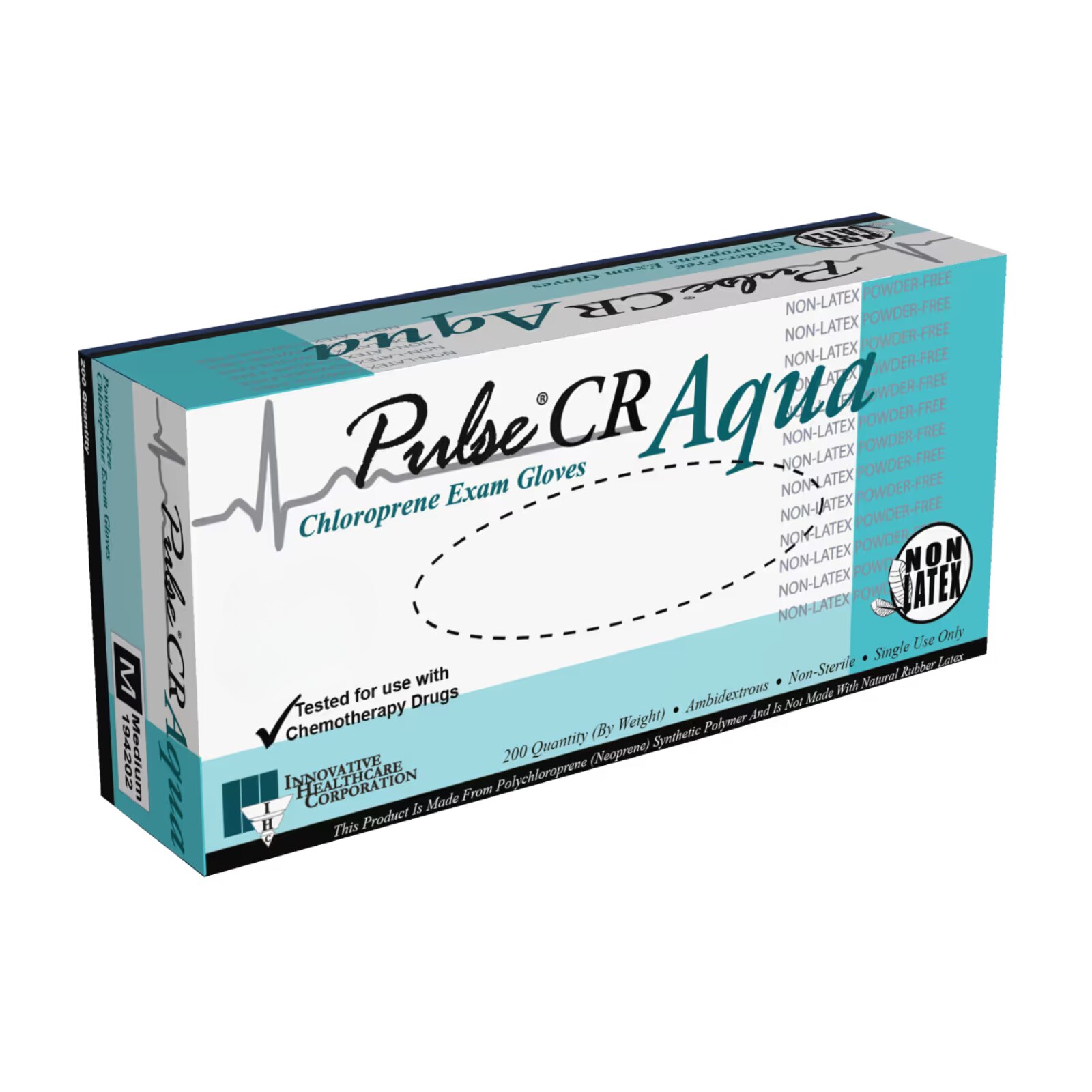 Pulse® CR Aqua Chloroprene Exam Gloves Small Case of 10 thumbnail 3
