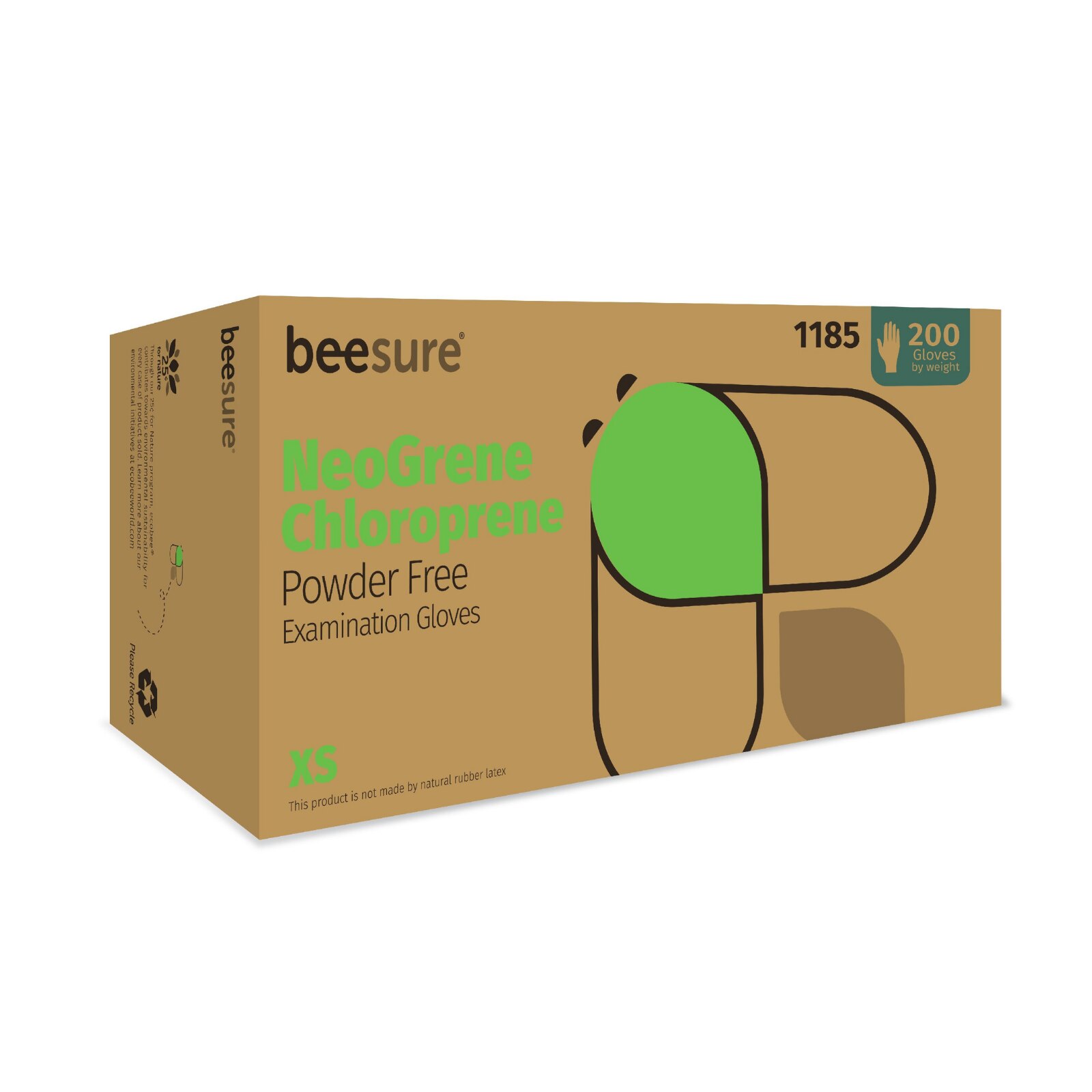 NeoGrene Chloroprene Exam Gloves, Powder-Free, Extra Small, Green, 200/Box product image