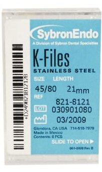 Hand K-File 21 mm Size 45-80 Stainless Steel Assorted 6/Bx thumbnail 10