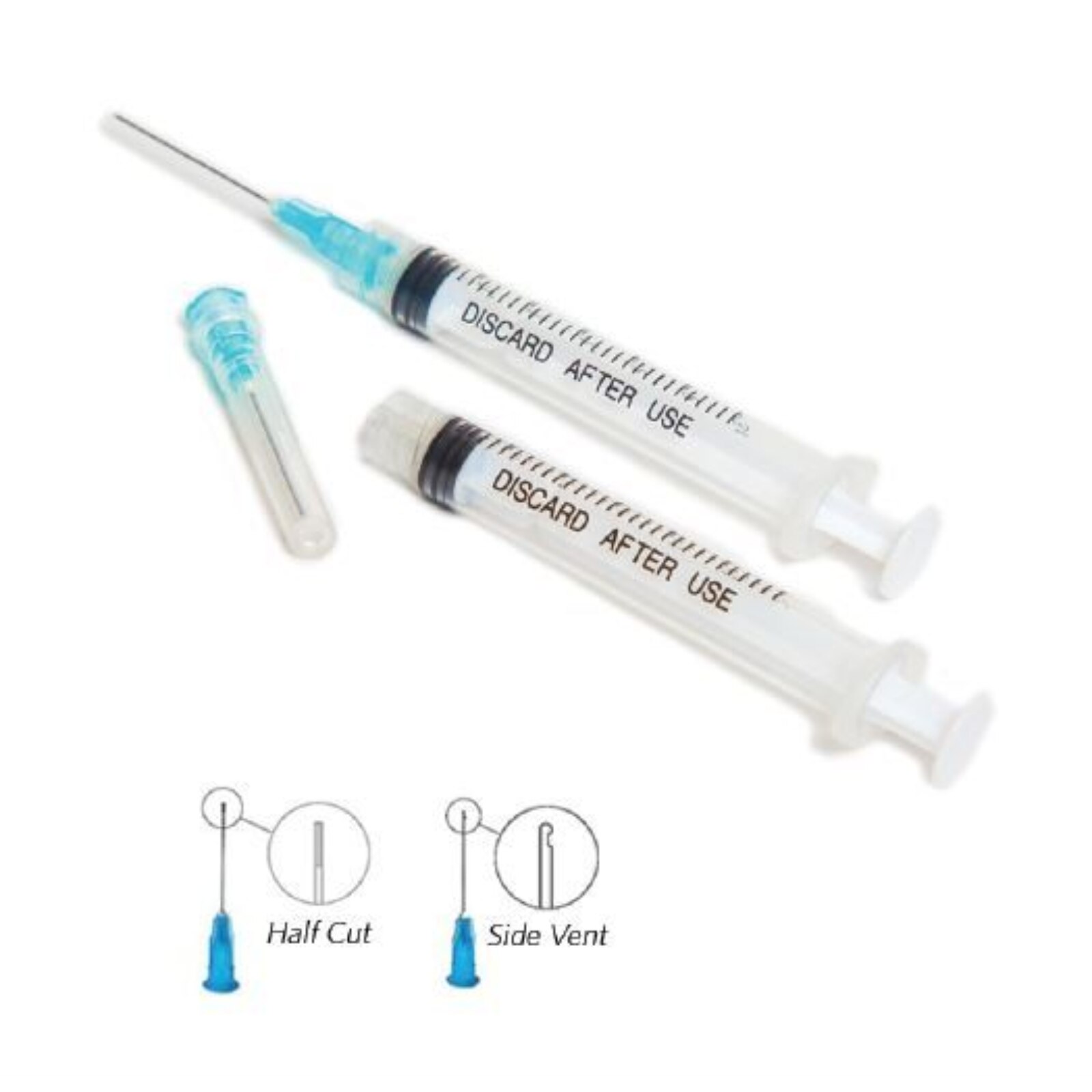 Endo Irrigation Syringes 3cc w/Needle 23ga Half-Cut 100/Pk Blue - Endo Irrigation Syringes 3cc w/Needle 23ga Half-Cut 100/Pk Blue - Image 1