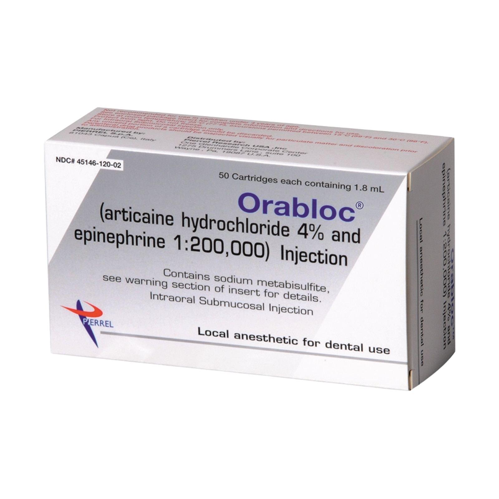 Orabloc Articaine HCl 4%, with Epinephrine, 1:200,000, 1.7 ml, Blue, 50/Pk, 2101052 thumbnail 9