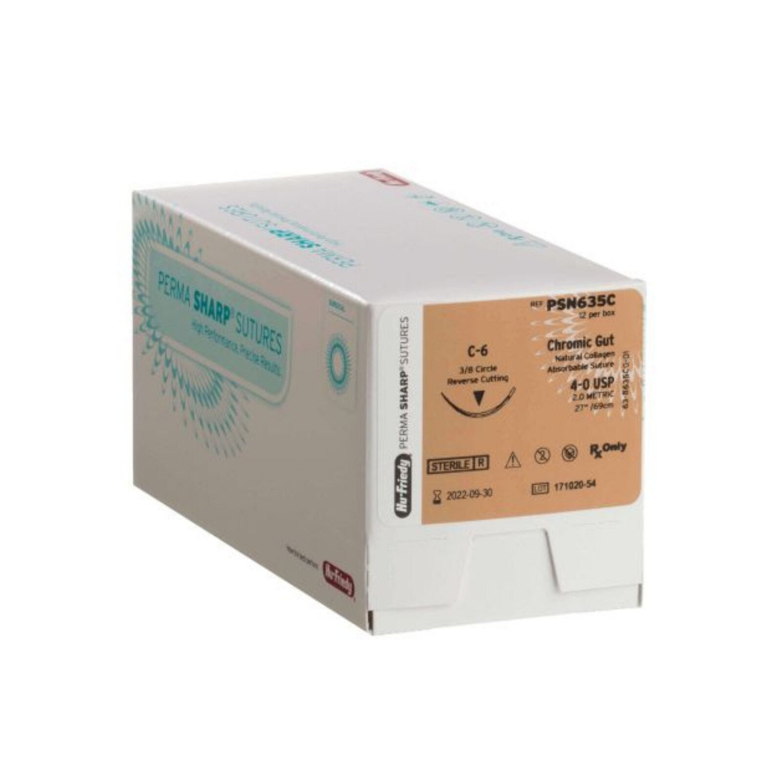 Perma Sharp Suture 4-0 Gut Chromic 18 C-17 3/8 Circle 12/Box, PSN386C product image