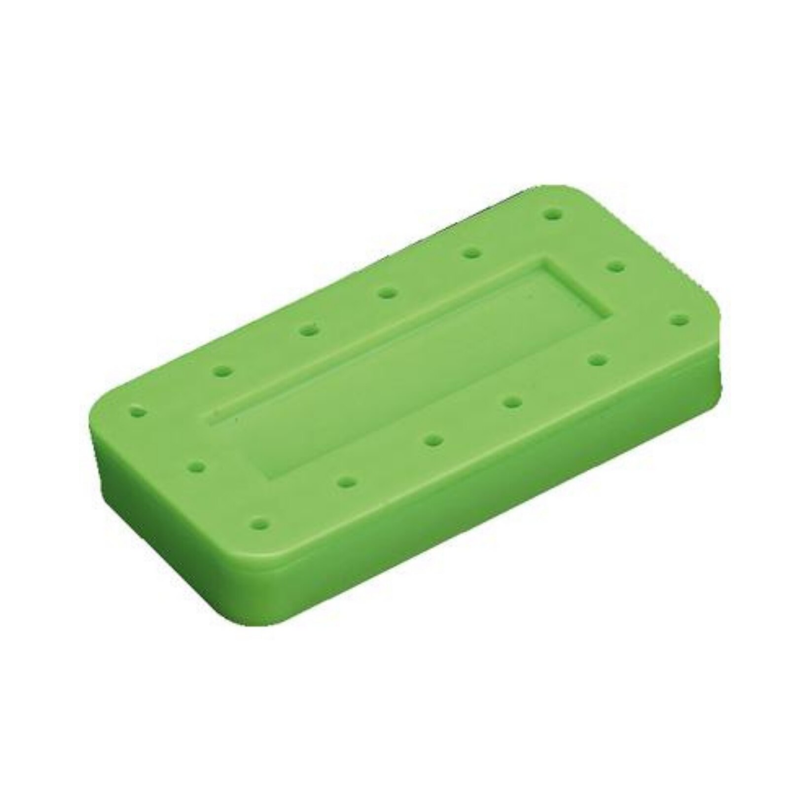 Silicone Magnetic Bur Block 14-Hole Rectangular Green, 400BR2-4 - Silicone Magnetic Bur Block 14-Hole Rectangular Green, 400BR2-4 - Image 1