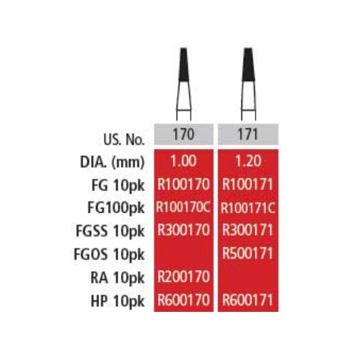 #171 Alpen Carbide Operative Bur Tapered Fissure FG Pack of 100 thumbnail 3